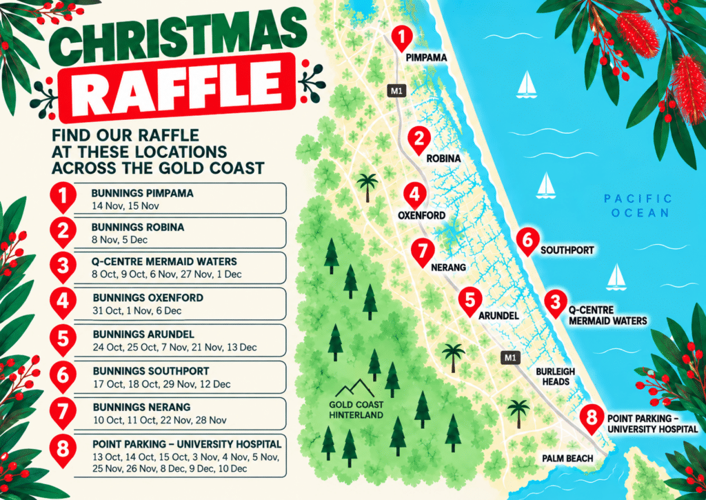 Friends with Dignity Christmas Raffle 2026 Gold Coast locations and dates